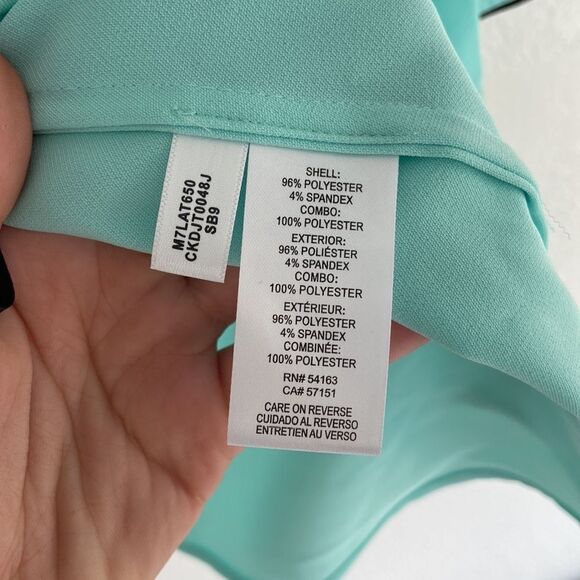 NWOT Calvin Klein Shirt V-neck Flare Sleeve Blouse Turquoise Size S - Picture 5 of 5